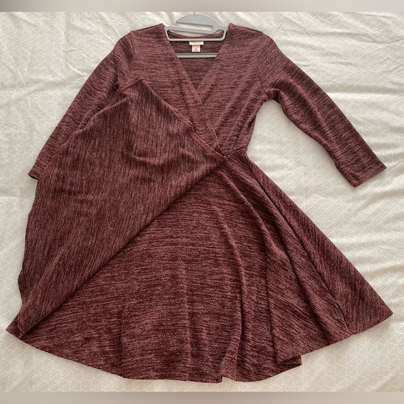 Mossimo Supply Co Wrap Knit Dress Maroon XS - Picture 3 of 6